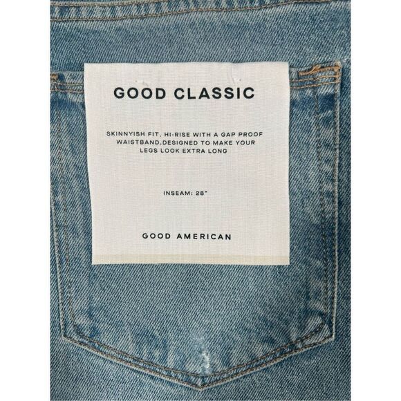 NWT Good American Women's Indigo Good Classic Distressed Stretch Jeans‎ S… - Picture 6 of 9